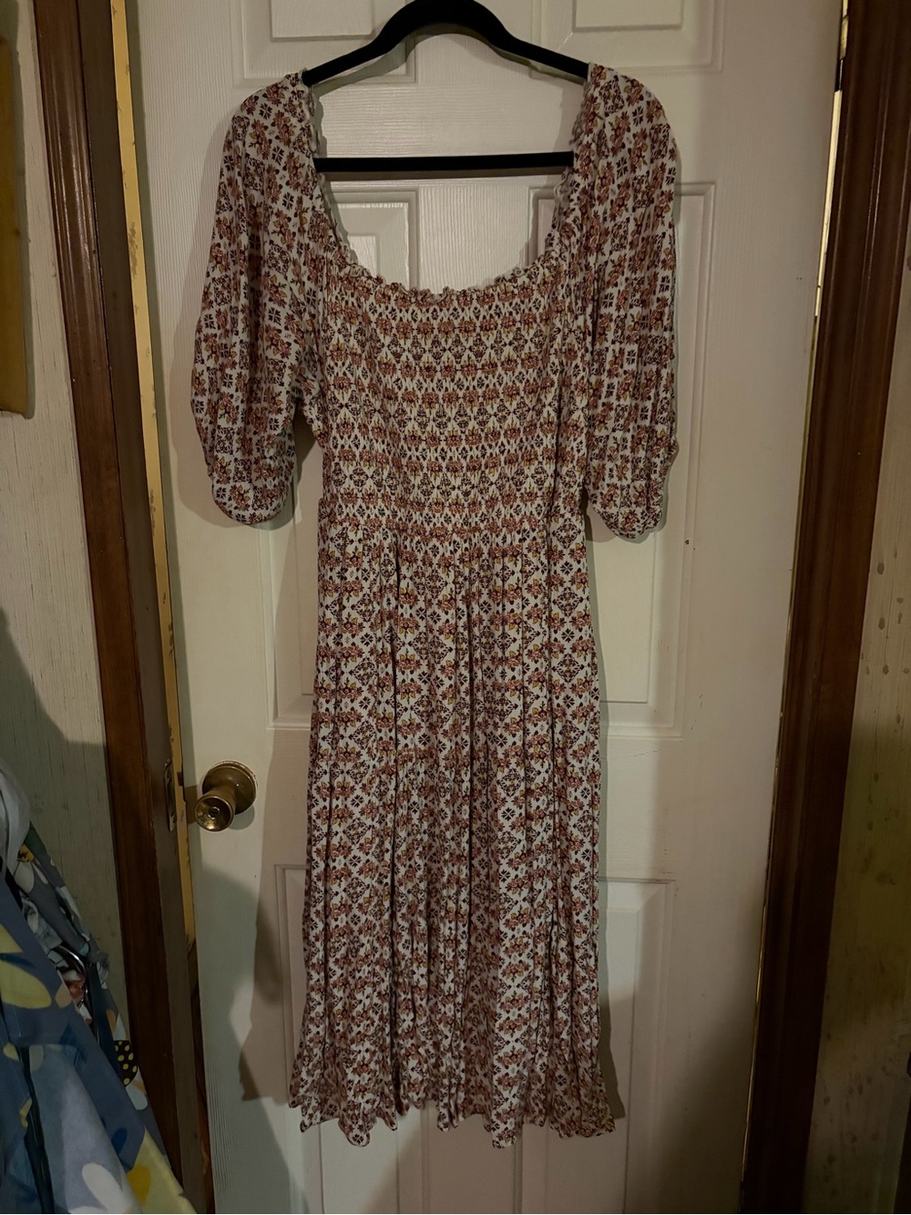 torrid Rust and Cream Smocked Midi Dress